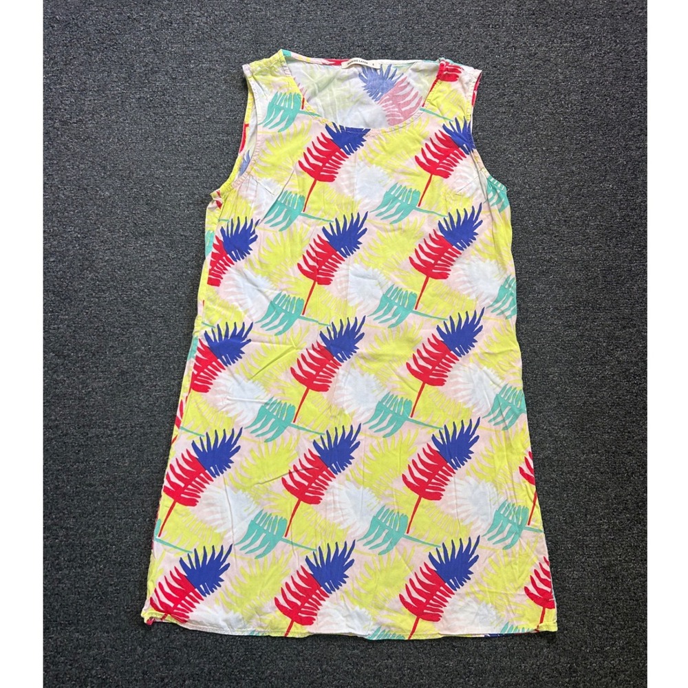 Marine Layer Verdure Dress Yellow Tropical Palm Leaf Women Small Sleeveless Mini